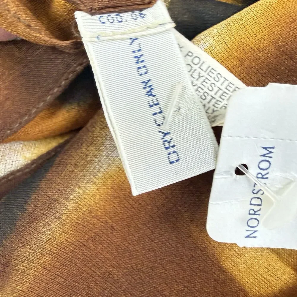 NEW Nordstrom Chiffon Scarf Wrap Animal Print Brown Gold 60x46 Made in Italy